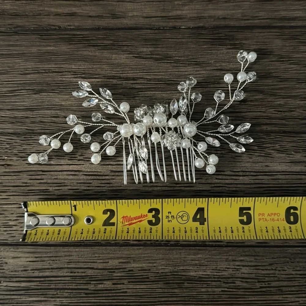 Bridal Flower Girl Silver Boho Wedding Gala Hair Comb Clip Hair Accessory
